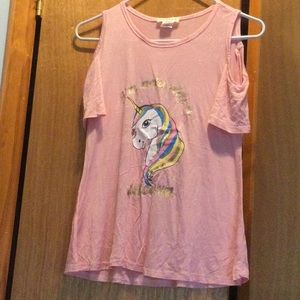 NWOT BTween Unicorn Cold Shoulder Top